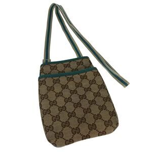 Gucci GG Canvas Sherry Line shoulder bag brown monogram green